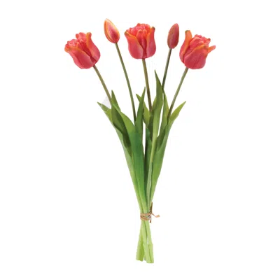 Melrose International Tulip Floral Bundle (set Of 2) - Red, Green