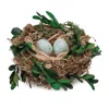 Melrose International Twig Bird Nest With Eggs And Boxwood Foliage (set Of 12) - Brown, Green