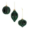 Melrose International Velvet Glass Ornament (set Of 12) - Green