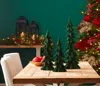 Melrose International Velvet Pine Tree (set Of 3) - Green In Multi