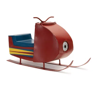 Melrose International Vintage Metal Snowmobile Decor 12.5"l - Red, Blue