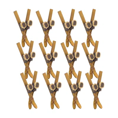 Melrose International Vintage Wood Ski Boot Tree Ornament (set Of 12) - Brown; Tan