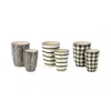 Melrose International Wavy Patterned Planter Or Vase (set Of 6) - Beige, Black