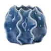 Melrose International Wavy Ribbed Ceramic Vase (set Of 2) - Blue