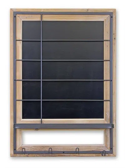 Melrose International Weekly Calendar Blackboard W/ Hooks 34.25"h - Brown, Metal Grey