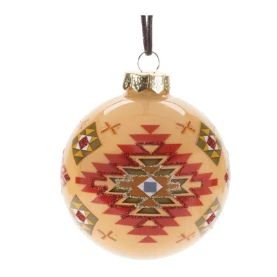 Melrose International Western Glass Ball Ornament (set Of 6) - Beige, Red