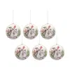 Melrose International Whimsical Snowman Disc Ornament With Snowy Cardinal Scene (set Of 6) - White; Green