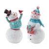 Melrose International Whimsical Snowman Figurine (set Of 2) - Blue; White