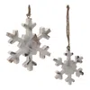 Melrose International White Washed Wood Snowflake Ornament (set Of 12) - White