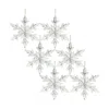 Melrose International White Washed Wooden Snowflake Ornament (set Of 6) - White