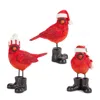 Melrose International Winter Cardinal Bird Figurine With Santa Boots And Hat (set Of 3) - Red; Black