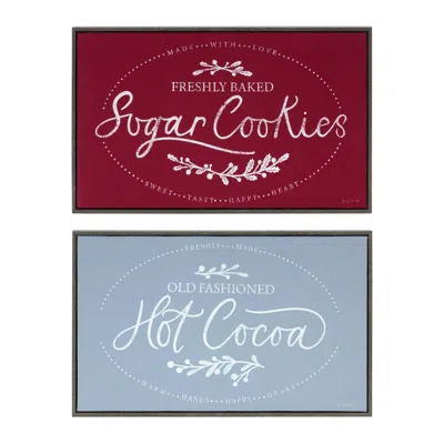 Melrose International Winter Cookies And Cocoa Wall Sign (set Of 2) - Red, Blue
