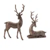 Melrose International Winter Deer Figurine (set Of 2) - Brown In Brown