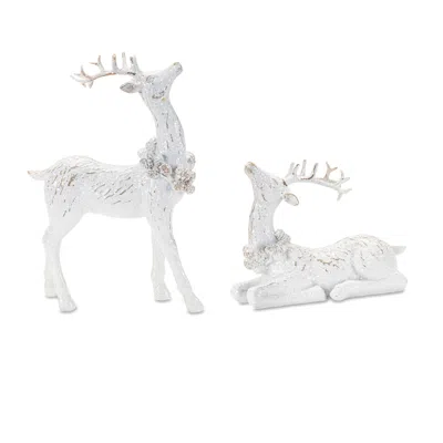 Melrose International Winter Deer Figurine (set Of 4) - White