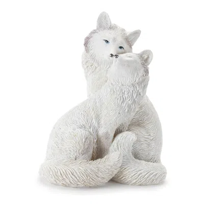 Melrose International Winter Fox Couple Figurine (set Of 2) - White