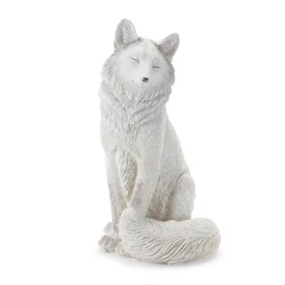 Melrose International Winter Fox Figurine (set Of 2) - White