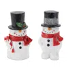 Melrose International Winter Snowman Figurine (set Of 2) - White, Red, Silver