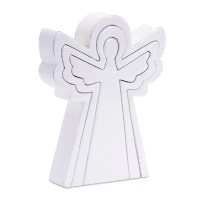 Melrose International Wood Angel Nesting Display (set Of 2) - White