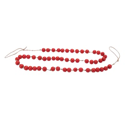 Melrose International Wood Beaded String Garland (set Of 2) - Red, Beige