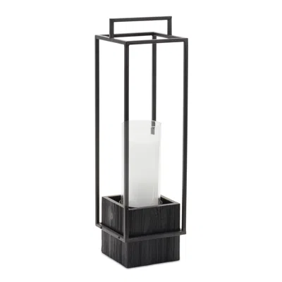 Melrose International Wood Candle Holder With Metal Frame 20"h - Black