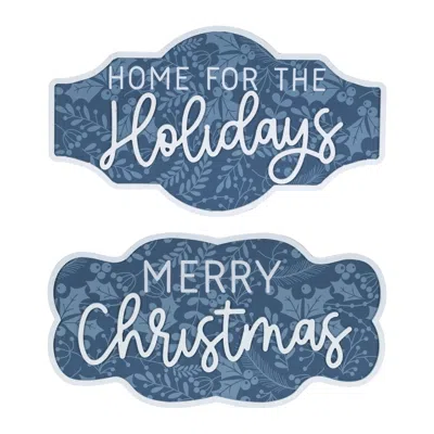 Melrose International Wood Christmas Sentiment Sign (set Of 2) - Blue, White