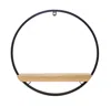 Melrose International Wood Circle Shelf In Metal Frame 17.5"d - Brown, Black
