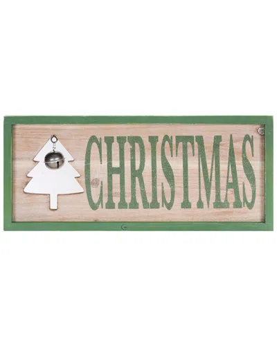 Melrose International Wood Framed Christmas Bell Sign In Green