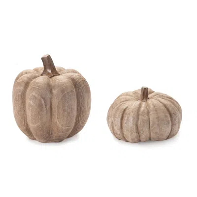 Melrose International Wood Grain Design Pumpkin Decor (set Of 2) - Brown
