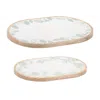 Melrose International Wood Mushroom And Floral Print Tray (set Of 2) - White, Green In White
