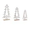 Melrose International Wood Pine Tree Outline (set Of 3) - White, Beige