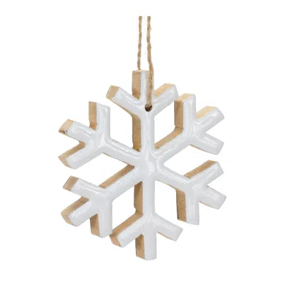 Melrose International Wood Snowflake Ornament (set Of 12) - White