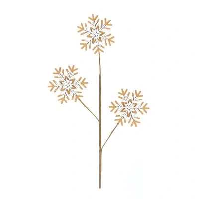 Melrose International Wood Snowflake Stems In White,yellow