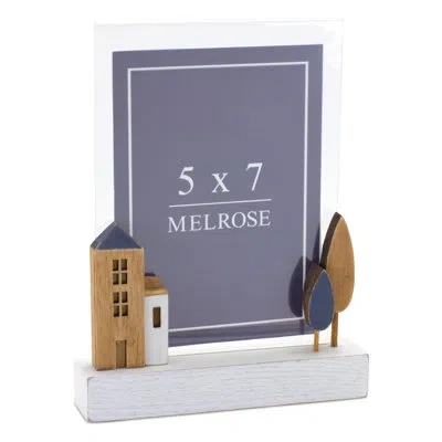 Melrose International Wood Tabletop Photo Frame (set Of 2) In Blue;white