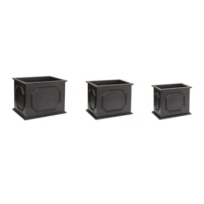 Melrose International Wooden Box Planter (set Of 3) - Black