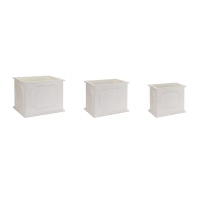 Melrose International Wooden Box Planter (set Of 3) - White