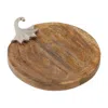 Melrose International Wooden Pumpkin Tray With Aluminum Stem 14"l - Brown, Gray