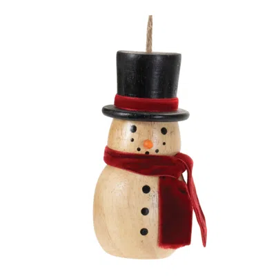 Melrose International Wooden Snowman Ornament (set Of 12) - Brown, Black, Red