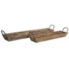 Melrose International Wooden Tray With Handles (set Of 2) - Natural