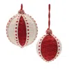 Melrose International Woven Ball Ornament (set Of 4) - Beige, Red
