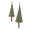 Melrose International Woven Bamboo Pine Tree Ornament (set Of 4) - Green, Beige