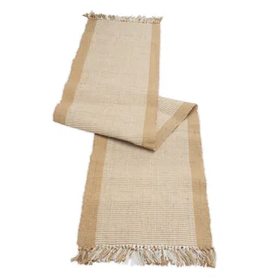 Melrose International Woven Jute Table Runner 79.5"l - Beige, White