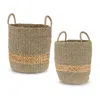 Melrose International Woven Seagrass Basket With Wicker Accent (set Of 2) - Tan