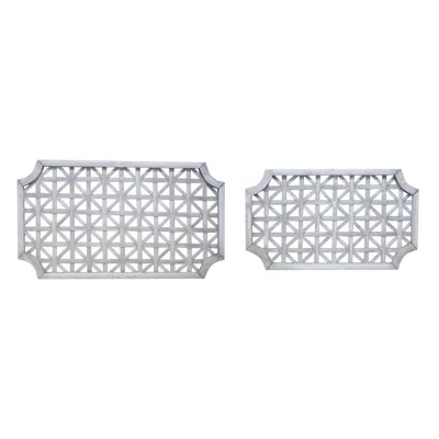 Melrose International Woven Wood Wall Hanging (set Of 2) - Grey, White