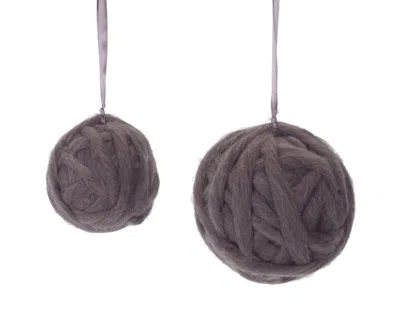 Melrose International Yarn Ball Ornament (set Of 12) - Grey