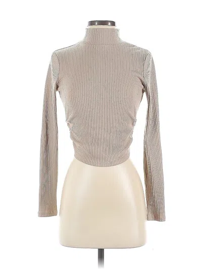 Pre-owned Melrose Long Sleeve Top Tan Turtleneck Tops In Brown