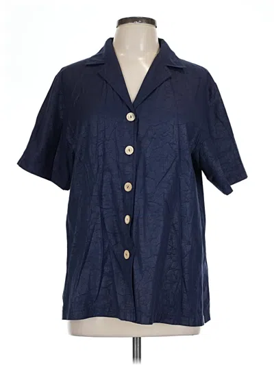 Pre-owned Melrose Studio Short Sleeve Blouse In Blue