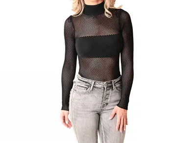 Melrose With Love Don't Mesh With Her Long Sleeve Bodysuit In Black