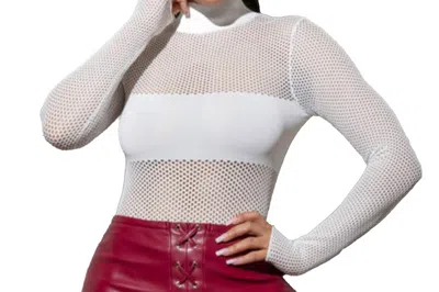 Melrose With Love Don't Mesh With Her Long Sleeve Bodysuit In White