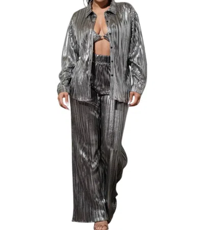 Melrose With Love Metallic Three Piece Set In Silver