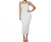 Melrose With Love Ruched Midi Bodycon Dress In White In White